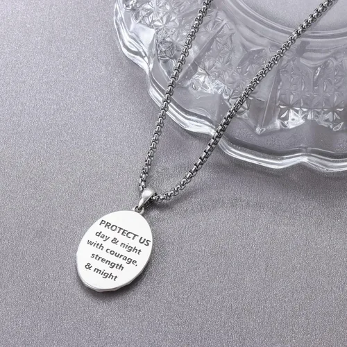 Miniatura 3 de Odinstone Collar de plata de ley 925 con medalla de San MiguelSan CristóbalSan BenitoCrucifijo de JesúsSan UrielArcángel Rafael para hombres