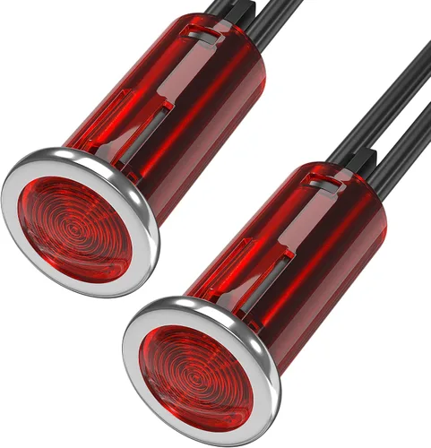 Miniatura 10 de DaierTek Luz Indicadora LED de 1/4" 12 Voltios 6mm 12V Lámpara Piloto Roja IP67 Impermeable Material de Aluminio Metal Bisel Negro Marino con Cables