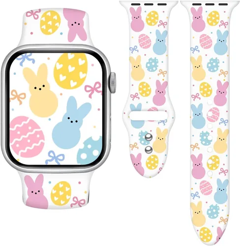 Miniatura 30 de Correa de reloj Holidays compatible con Apple Watch Series 11 10 9 8 7 6 5 4 3 Ultra SE para mujeres y hombres, correa de calabaza de silicona suave