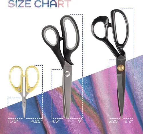 Miniatura 3 de BambooMN, Jubilee, conjunto de tres pares de tijeras de titanium e hilo para coser y usar en arte, artesanía