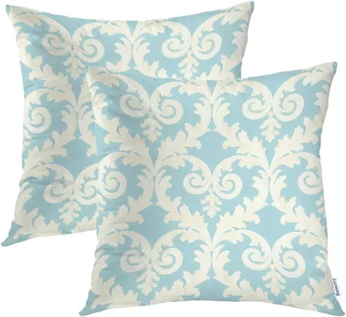 Miniatura 20 de Batmerry Juego de 2 fundas de almohada decorativas con estampado floral gris y blanco de 18 x 18 pulgadas, estilo victoriano con patrón de flores