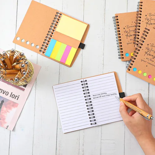 Miniatura 5 de Chuangdi 20 juegos de regalos de fin de año para profesores, cuaderno inspirador con bloc de notas adhesivas, bolígrafo de bambú, regalos