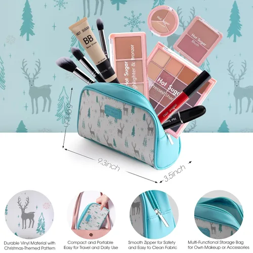 Miniatura 2 de Hot Sugar Kit de Maquillaje de Viaje Todo en Uno, Kit de Maquillaje para Mujeres Kit Completo, Set de Regalo de Maquillaje para Principiantes y Azul