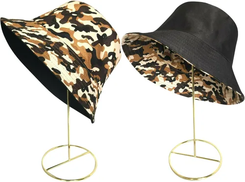 Miniatura 4 de Sombrero de pescador reversible para mujer, diseño de pescador, playa, para el verano, plegable, para el sol 2 piezas leopardo (verde+marrón)