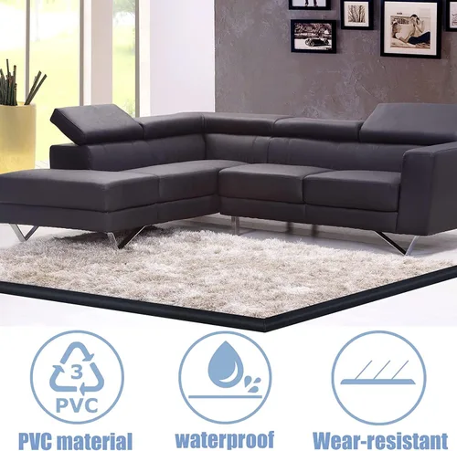 Miniatura 3 de Tira de transición de piso de 10 pies, tira autoadhesiva para borde de alfombra, tiras de umbral para altura de umbral menor a 5 mm (Negro)