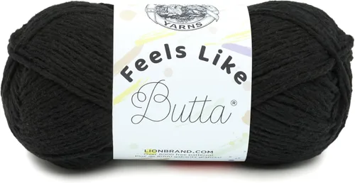 Lion Brand Yarn - Hilo Feels Like Butta, hilo aterciopelado suave para tejer y hacer ganchillo, paquete de 1, Negro
