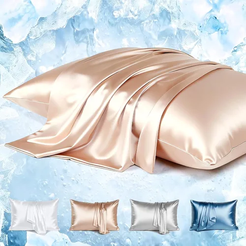 Miniatura 21 de Avolare Fundas de almohada refrescantes, más suaves que la seda, paquete de 2 fundas de almohada refrescantes para personas que duermen con calor
