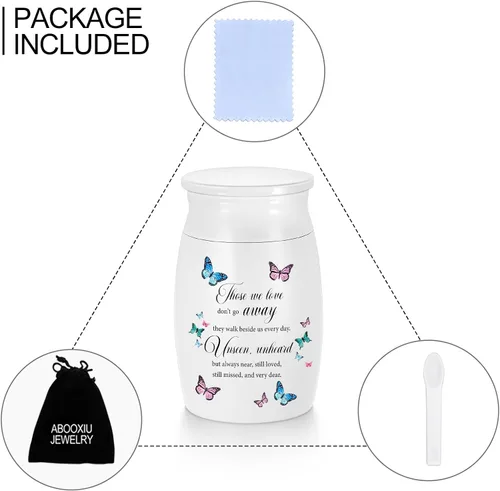Miniatura 7 de Urnas pequeñas para cenizas humanas de 3 pulgadas, mini urna conmemorativa de aluminio, pequeña urna de recuerdo, mariposa, mini cremación, urna