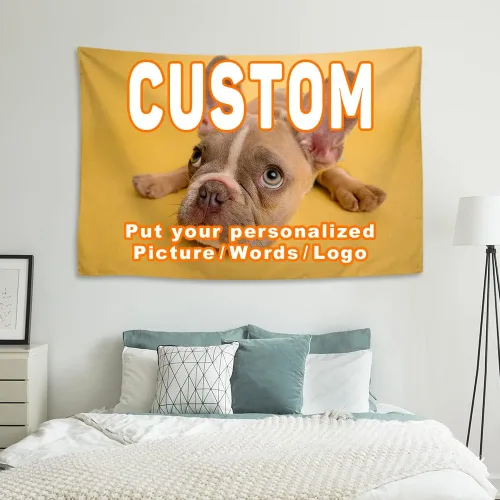 Miniatura 21 de KafePross Tapiz personalizado para colgar en la pared, 30 x 30 pulgadas, personaliza tu imagen, texto, dormitorio, pancarta para dormitorio