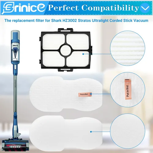 Miniatura 2 de Paquete de 7 filtros HZ4002 de repuesto compatibles con Shark HZ3002 HZ3000 HZ4000 HZ4002 Stratos ultraligero con cable, 2 filtros, 4 filtros