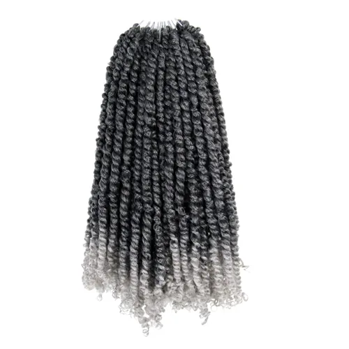 Miniatura 77 de BOHOBABE Cabello de Ganchillo Pre-retorcido Passion Twist de 14 Pulgadas Cabello Corto Ombré Gris Pre-enrollado de Ganchillo Passion Twist para Gris