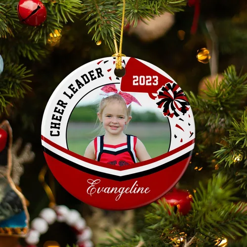 Miniatura 5 de Adornos para árbol de Navidad de animadora, adornos de animadora de cerámica con foto personalizada, adorno de animadora, entrenador de animadora