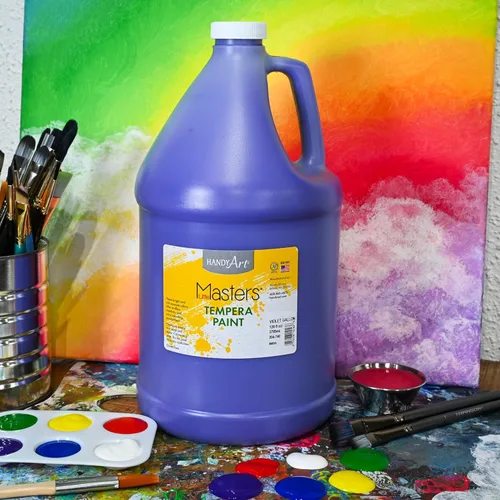 Miniatura 2 de Handy Art Little Masters - Pintura al temple violeta, botella de 128 onzas, brillante y mezclable, alta opacidad, colores lavables para aula