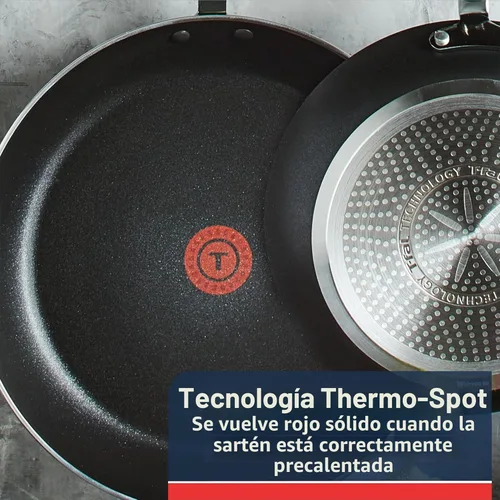 Miniatura 3 de T-fal E93808 Sartén antiadherente profesional, Utensilios de cocina antiadherentes, Sartén de 12.5 pulgadas, Indicador de calor termo-spot, Negro