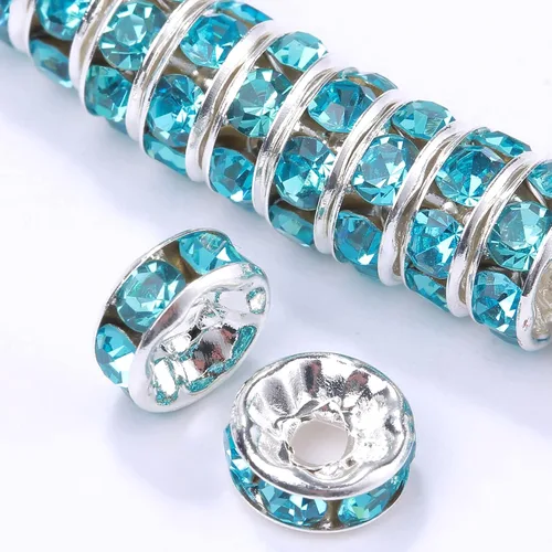 Miniatura 14 de Weebee 100 cuentas espaciadoras Rondelle, cuentas de cristal chapadas en plata, con diamantes de imitación checos, cuentas sueltas para hacer joyas