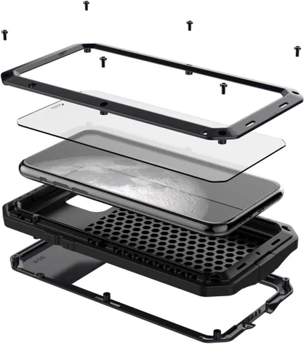 Funda protectora de cuerpo completo 360 para iPhone 11, resistente a los golpes, funda de metal de aluminio con protector de pantalla integrado de