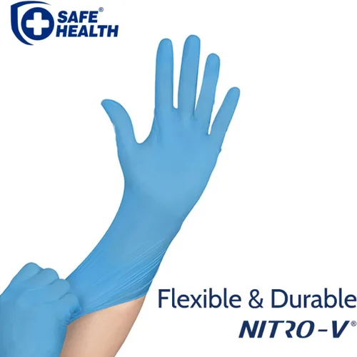 Miniatura 2 de SAFE HEALTH Nitro-V Nitile-Vinyl - Guantes de examen de color azul sintético de vinilo pequeño, suministro a granel de 16 estuches, 16000