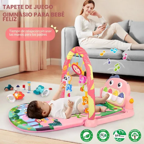 Miniatura 5 de UMIKU Tapete de juego para bebé, tapete para el tiempo boca abajo, centro de actividades musicales para bebés recién nacidos con música de piano