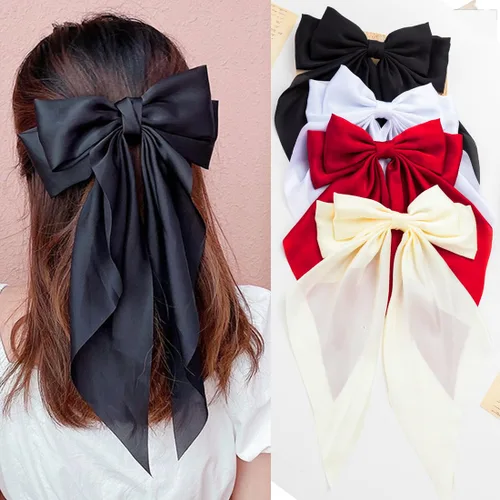 Lazos para el pelo, 4 unidades, lazos para el pelo para mujer, cintas para el pelo, de cola larga de gran tamaño, lindos accesorios estéticos para