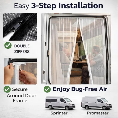 Miniatura 4 de Mosquitera magnética para puerta corrediza para campamento, mosquitera magnética para caravana, pantalla de privacidad transpirable con cremallera