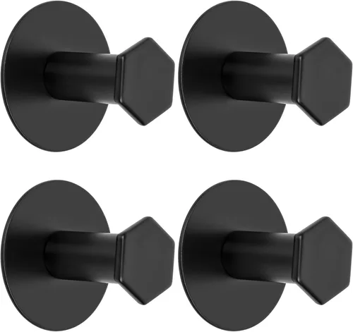Miniatura 14 de SAYAYO Ganchos autoadhesivos para colgar, ganchos para colgar abrigos de pared, gancho negro mate para toallas para baños, gancho para pegar