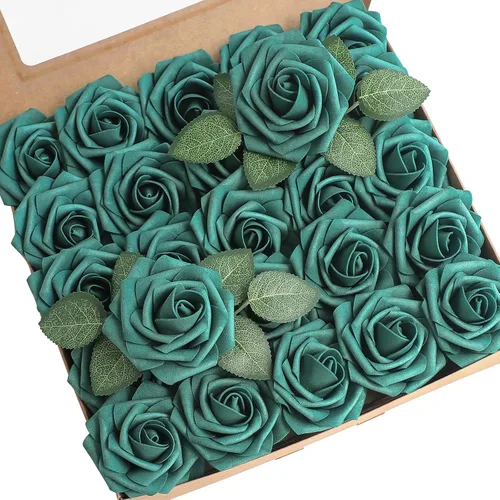 Miniatura 53 de Floroom Flores artificiales de espuma, aspecto real, con tallos, para manualidades, ramos de boda, centros de mesa, despedida de soltera, fiesta, 25