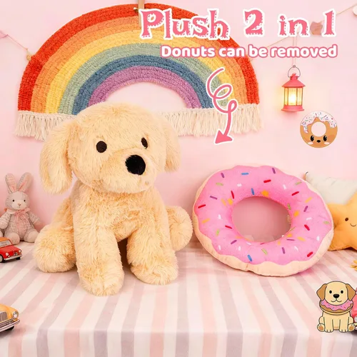 Miniatura 3 de Labradoodle - Juguete de peluche para perro, de 8 pulgadas, con dona extraíble, para niños y niñas, súper suave, peluche, lindos peluches