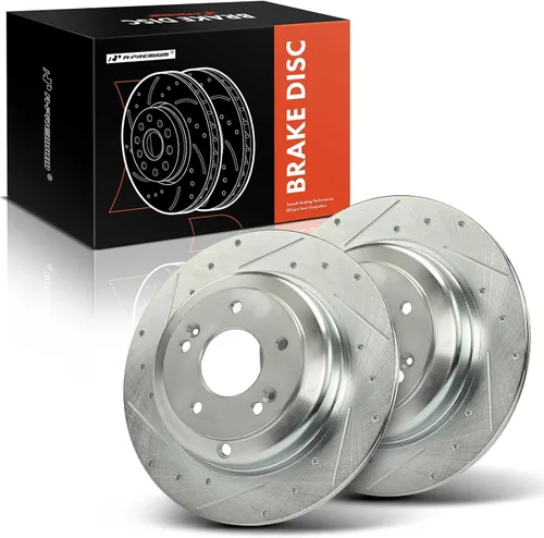 Miniatura 10 de A-Premium Rotores de freno de disco delanteros perforados y ranurados de 12.6 pulgadas (12.598 in) compatibles con los modelos Hyundai Genesis Coupe