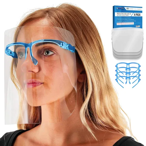 Miniatura 8 de TCP Global Salon World - Protectores faciales completos con marcos de gafas (paquete de 10), ultra transparentes para proteger los ojos, la nariz