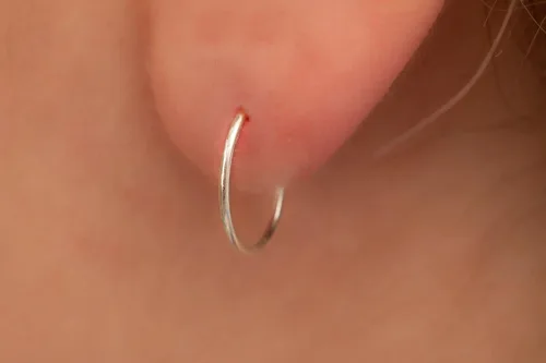 Miniatura 119 de Aretes de aro de oro de plata – Aretes de aro para mujer, dos piezas de aros de plata fina rellenos de oro, aro de hélice, anillo de tragus, aro
