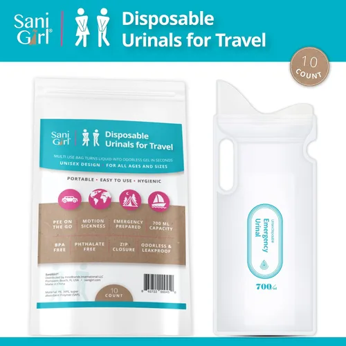 Miniatura 5 de SaniGirl Urinarios desechables Bolsas portátiles para orinar Urinario de viaje para mujeres, niños y adultos, urinario sanitario de emergencia