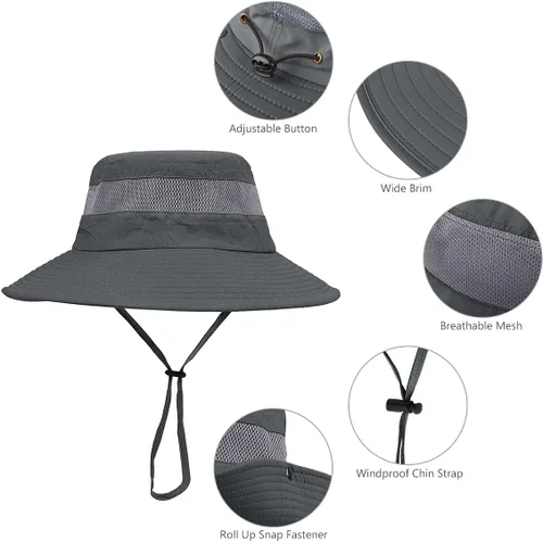 Miniatura 13 de Paquete de 2 sombreros Boonie para hombres y mujeres con protección UV UPF 50+ para pesca, senderismo y jardinería