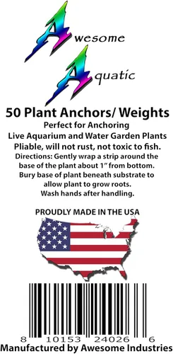 Miniatura 3 de Awesome Aquatic Pesos para plantas/anclajes paquete de 50 tiras de cinta de plomo, plantas vivas, anclaje de peso para acuario (paquete de 50 tiras)