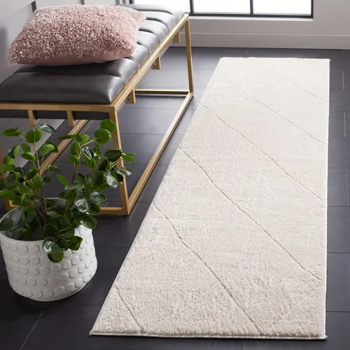 SAFAVIEH Melody Collection - Alfombra de pasillo de 8 pies, color marfil y beige, diseño bohemio, ideal para zonas de alto tráfico en pasillo, baño