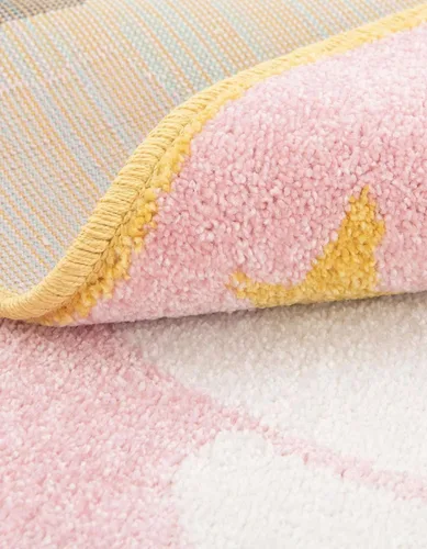 Miniatura 4 de Unique Loom Whimsy Kids Collection - Alfombra para la siesta (3 pies 3 pulgadas, redonda, rosa/negro)