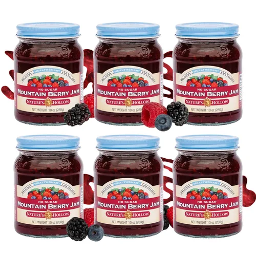 Miniatura 12 de Nature's Hollow Mermelada de arándanos: mermelada y conservas sin azúcar, baja en calorías, sin OMG, mermelada cetogénica, vegana, sin gluten y apta