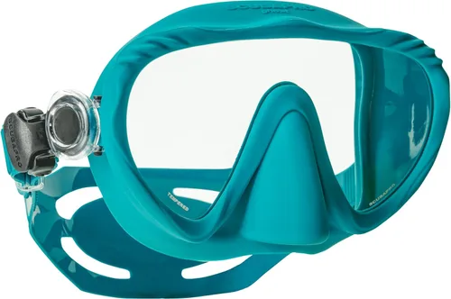 SCUBAPRO Máscara de buceo fantasma, diseño sin marco de bajo volumen con lente única ultra transparente, falda de silicona y hebillas de correa de
