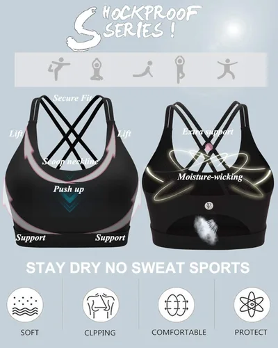 Miniatura 3 de RUNNING GIRL - Brasier deportivo con tirantes delgados para mujer, brasier de yoga con soporte medio, copas extraíbles y espalda cruzada sexy