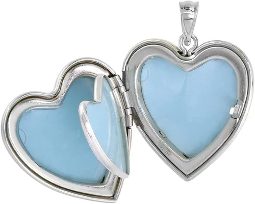 Miniatura 2 de Collar con medallón de plata de ley de 1.0in para mujer con 4 cuadros grabados de 40,6 a 20.0in