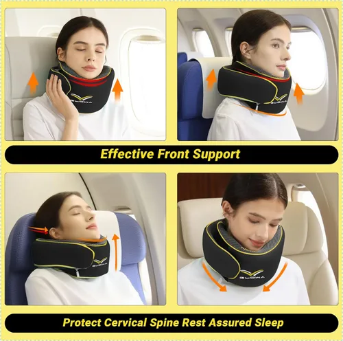 Miniatura 5 de Glowa Almohada de cuello de viaje 2.0, soporte ergonómico de barbilla para avión y automóvil, funda transpirable y lavable, ligera y compacta