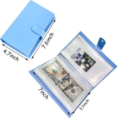Miniatura 3 de Carpeta de ahorro de dinero, 50 páginas de fundas transparentes para billetes, soportes de billetes protector de dinero para billetes