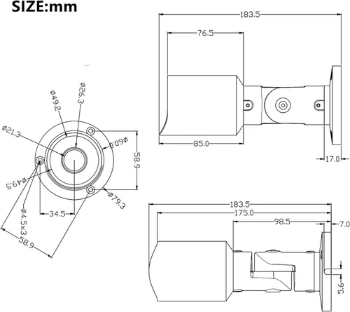 Miniatura 4 de Cámara de seguridad IP PoE de 5 MP, cámara IP H.265 Bullet con gran angular de 105°, lente de 0.110 in, visión nocturna de 80 pies, compatible