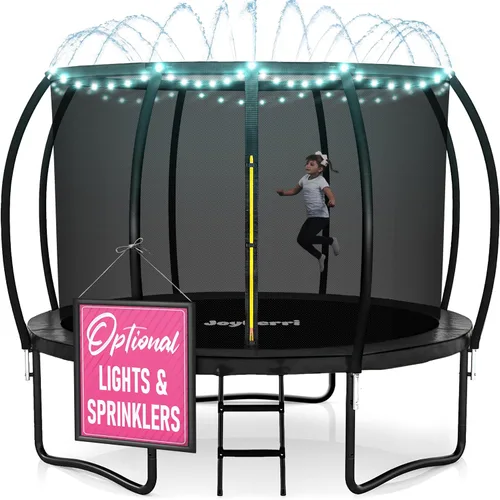 Miniatura 18 de JoyBerri Trampoline Outdoor - Upsurge ASTM Certified Safe 8Ft 10Ft 12Ft 14Ft 15Ft 16Ft Recreational Trampoline for Kids and Adults. Anti-Rust Negro