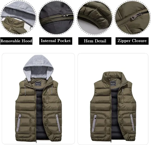 Miniatura 2 de Msmsse Chalecos de invierno para hombre ropa de abrigo extraíble con capucha