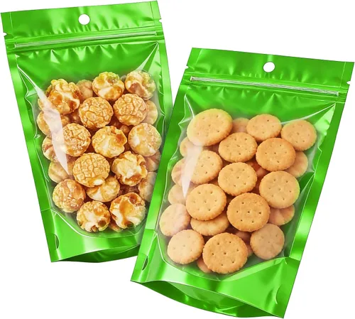 Miniatura 9 de 100pcs 7.1"x10.2" Mylar Bags for Food Storage,Smell Proof Bag with Window Resealable，Stand-up Foil Pouch Packaging Freeze Dried Candy Bag Food Azul