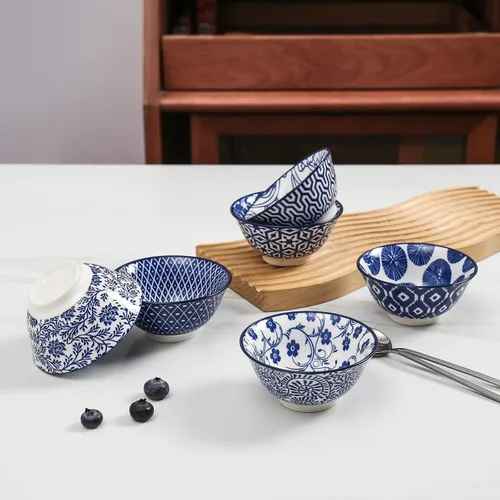 Miniatura 4 de Selamica Juego de 6 mini cuencos de cerámica, cuencos de inmersión de 4 onzas para acompañamientos de aperitivos, condimentos, juego de 6, azul Azul