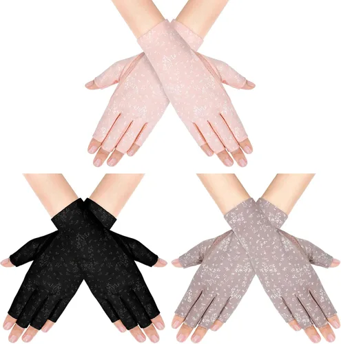 ONESING 3-4 pares de guantes de sol para mujer, protección UV, guantes de conducción, antideslizantes, guantes de protección solar de verano para