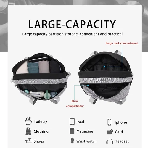 Miniatura 6 de HEAD Bolsa de lona impermeable rosa de 45L para mujer, bolsa de gran capacidad para pasar la noche con correa desmontable, bolsa de viaje ligera