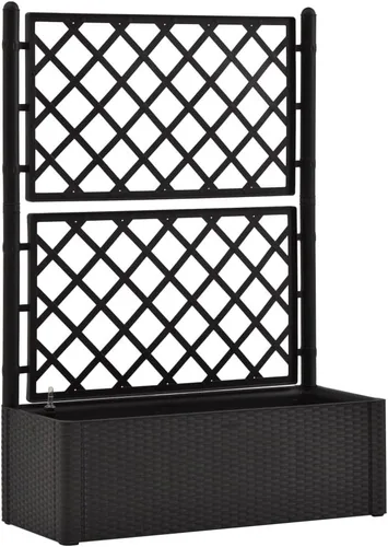 Miniatura 2 de Cama elevada de jardín con enrejado y sistema de riego automático, antracita, cama de jardín elevada, soporte de maceta elevado con estantes