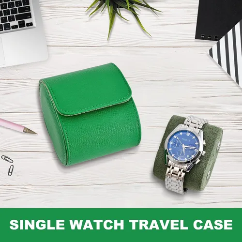 Miniatura 4 de ROSELLE Funda para reloj para hombres y mujeres con forro de gamuza, estuche de viaje para reloj, organizador de almacenamiento y exhibición